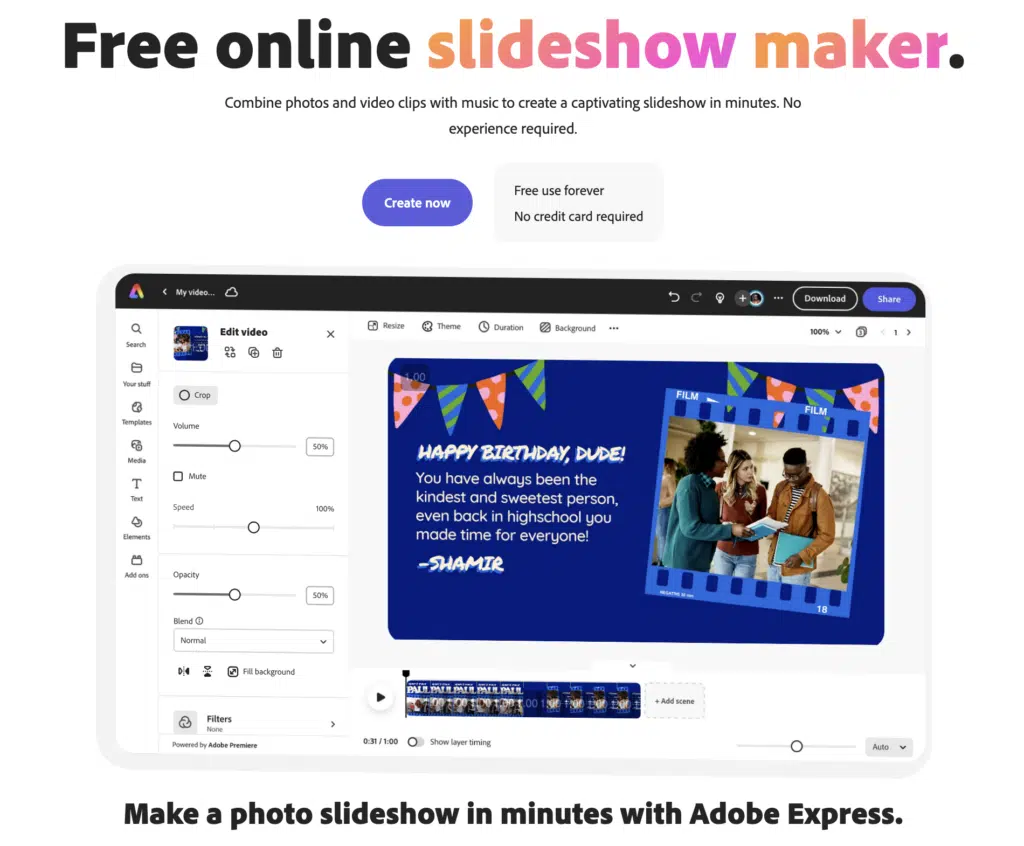 Adobe Express Slideshow Maker